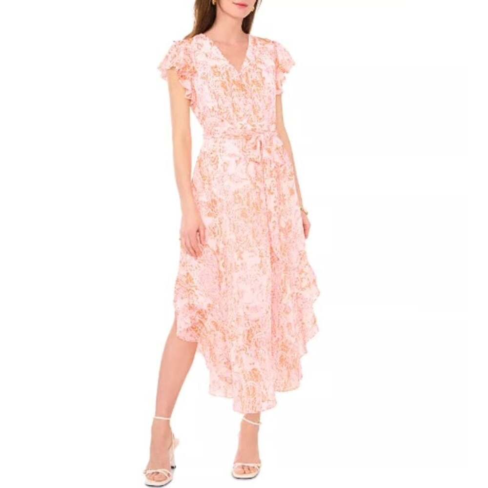 Vince Camuto Petite V-Neck Flutter Sleeve Dress